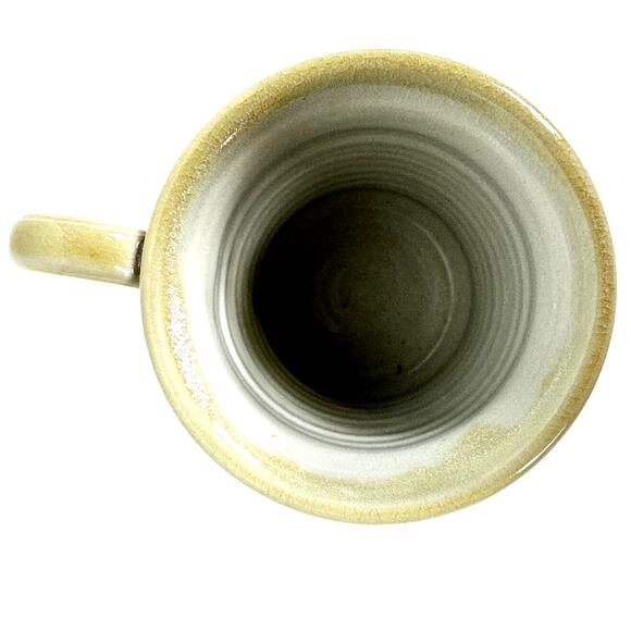 Hand Crafted Pottery Round Coffee Mug Blue Tan Gray Abstract Highlights-Mint! - Picture 6 of 7